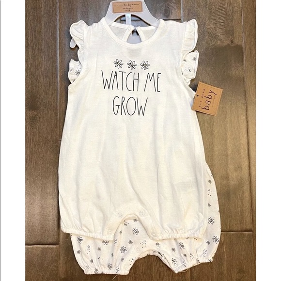Rae Dunn Baby Watch Me Grow Daisy set of 2 baby rompers. - Picture 5 of 6
